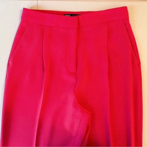 🏷️Zara Fuschia Pink Wide Leg Trouser Pants High Rise Office Siren menswear - Picture 13 of 16